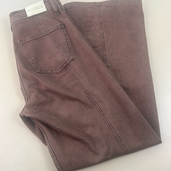 Pistola Penny Seamed High Rise Wide Leg Dark Roast Brown Jeans Pants Womens26
